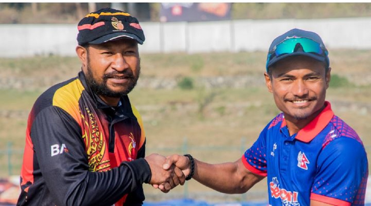 आईसीसी विश्वकप लिग टूः पीएनजीविरुद्ध ब्याटिङ गर्दै नेपाल