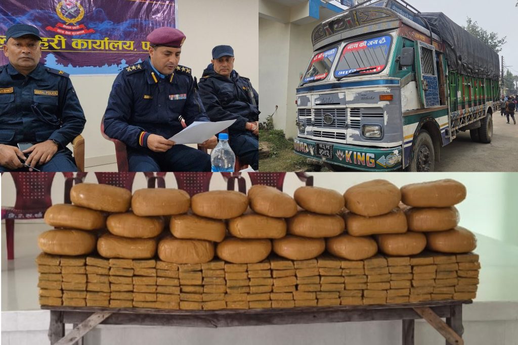 वीरगंजमा २४० केजी चरेशसहित ट्रक र दुई जना पक्राउ